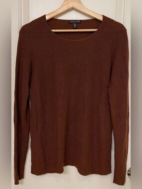 Eileen Fisher Brown Crewneck Knit Sweater